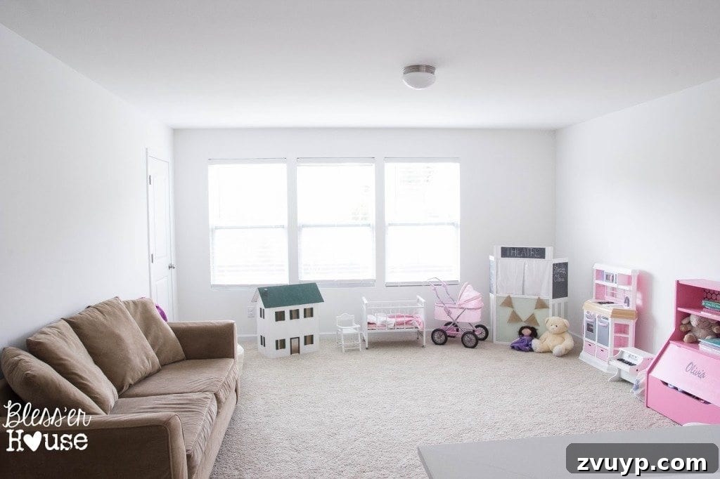 Your Ultimate Craft Closet Makeover 13 A blank and unorganized playroom space, signaling the next home organization project.