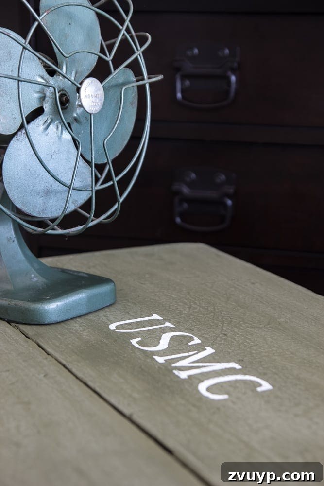 Footlocker From Barracks to Beautiful 12 Close Up of Stenciled Vintage Military Foot Locker