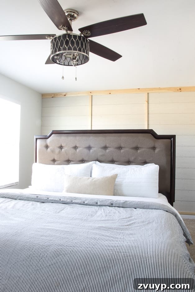 How to Build Your Own Planked Board and Batten Accent Wall Part 1 9 Planked Board and Batten Accent Wall ready for paint