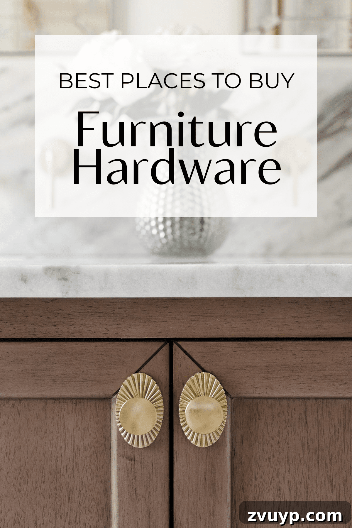 furniture hardware knobs on a bathroom vanity - best places to buy furniture hardware graphic