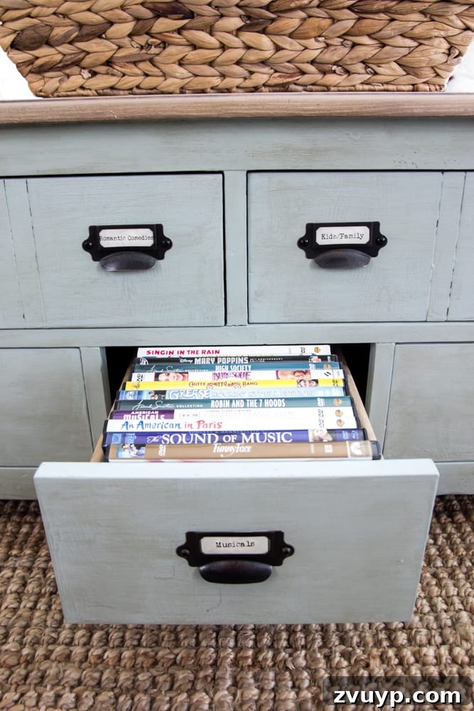 DIY Faux Planked Card Catalog Coffee Table | blesserhouse.com