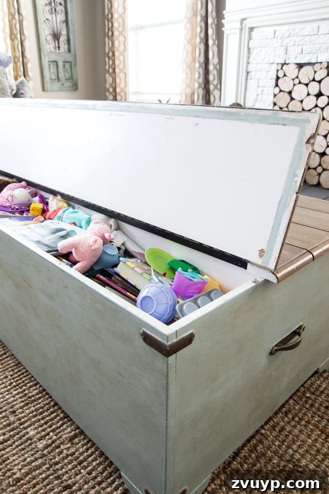 DIY Faux Planked Card Catalog Coffee Table | blesserhouse.com
