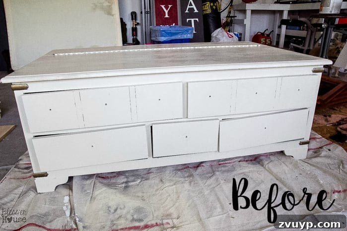 DIY Faux Planked Card Catalog Coffee Table | blesserhouse.com