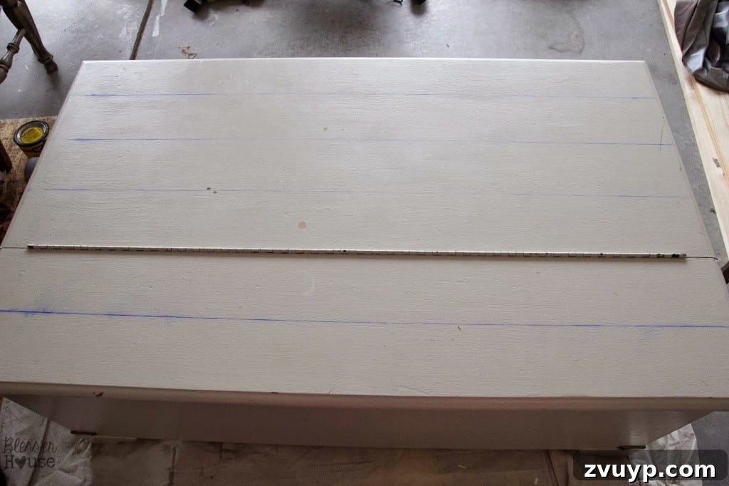 DIY Faux Planked Card Catalog Coffee Table | blesserhouse.com