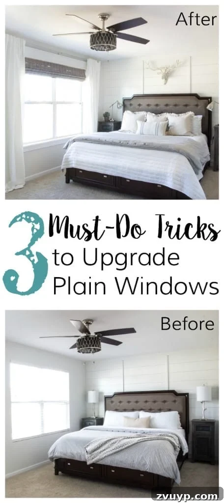 From Basic to Brilliant: 3 Windows Upgrade Secrets 11 Master Bedroom Window Upgrade with DIY Trim, Roman Shades, and Curtains