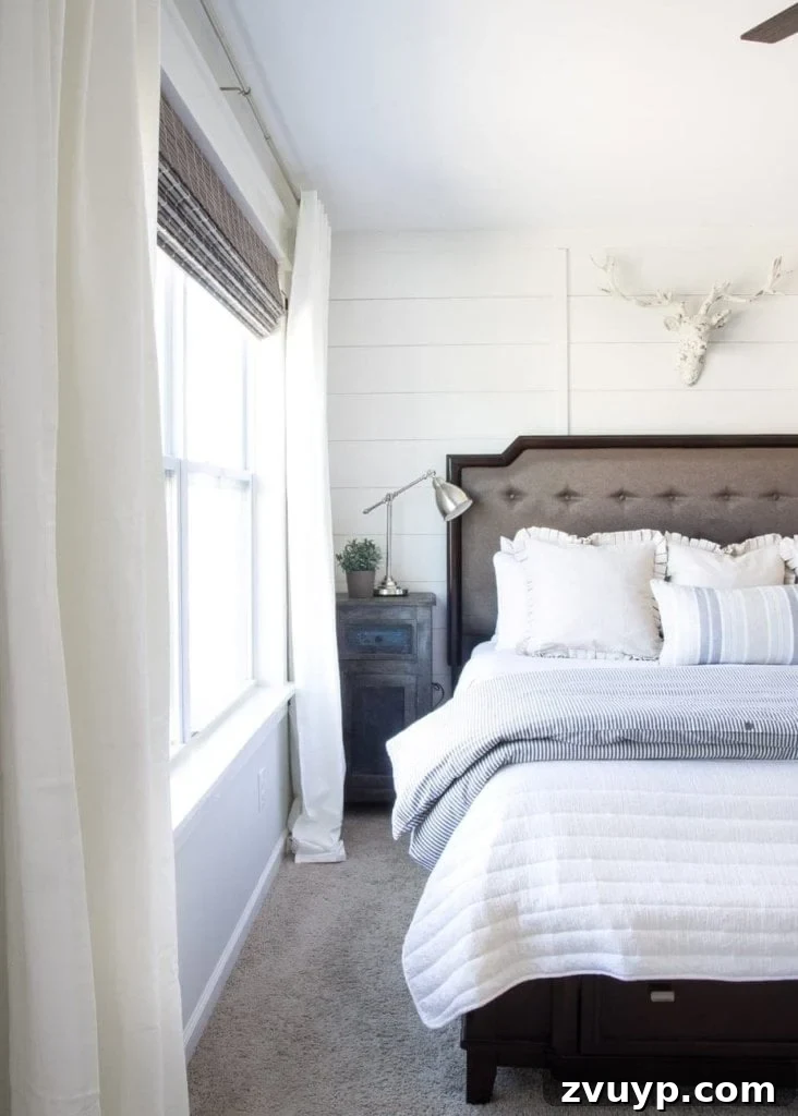 From Basic to Brilliant: 3 Windows Upgrade Secrets 10 Bedside table with industrial task lamp in the master bedroom