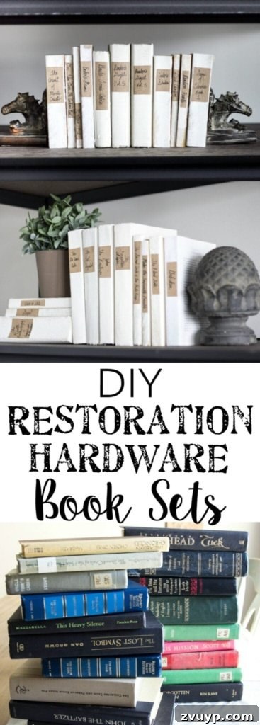 Collection of DIY Restoration Hardware inspired book sets on display