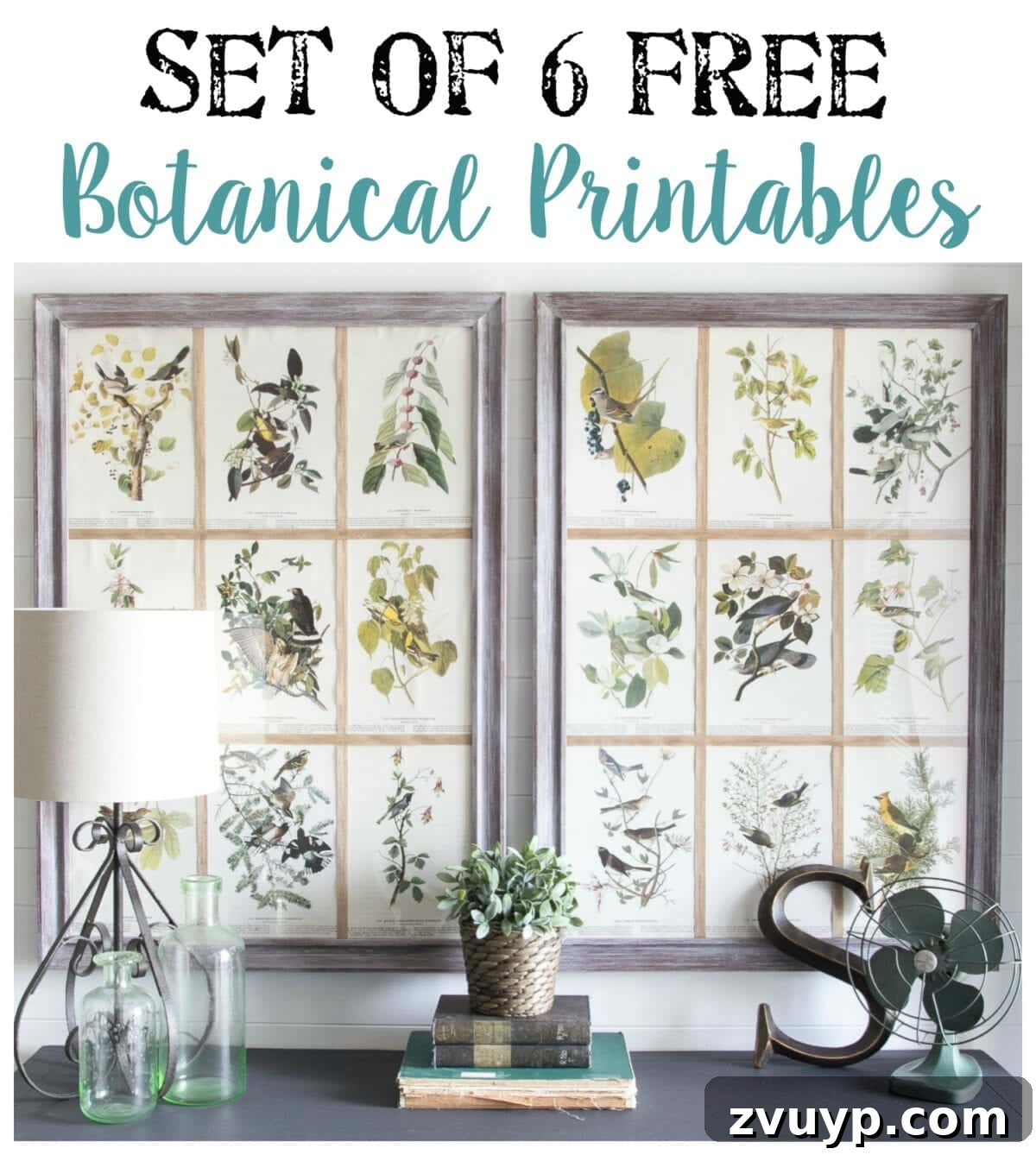 Faux Window Frame Decor with Free Botanical Art Printables 9 Free Botanical Printables for Home Decor