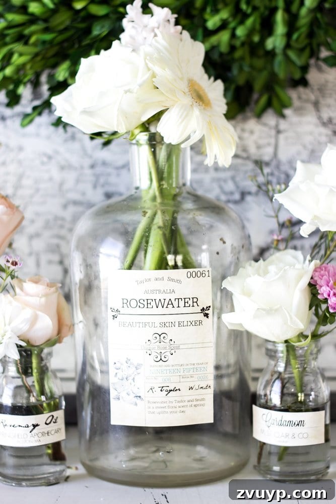 DIY Spring Apothecary Jar Label Printables 4 Spring Apothecary Jar Labels Printable | blesserhouse.com - These are so cute! Stick them on any glass bottles and they're instant vintage farmhouse decor!