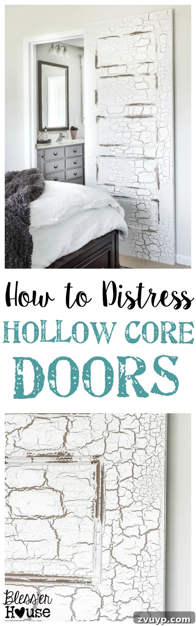 DIY Distressed Hollow Core Doors 13 How to Distress Hollow Core Doors to Get a Chippy Paint Finish | blesserhouse.com