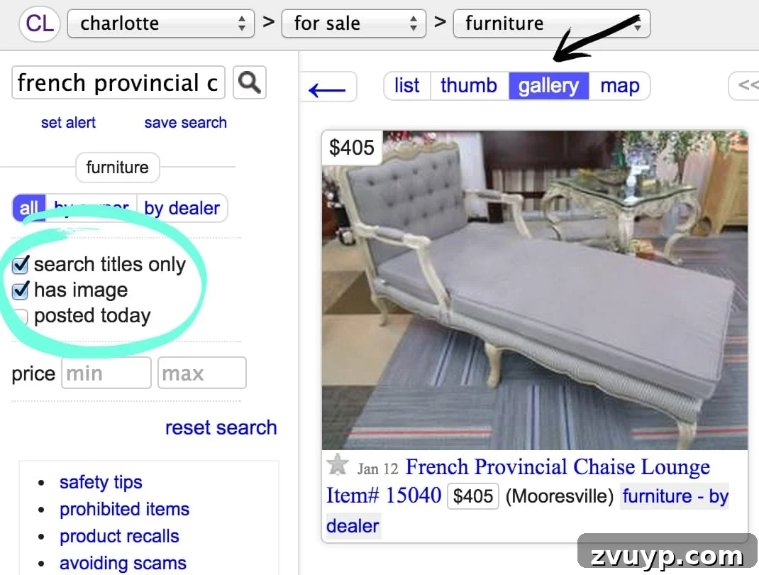 Craigslist Search Filters: Gallery View and Image Only for Efficient Shopping
