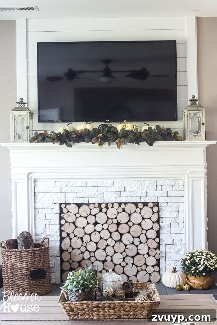 My Faux Fireplace DIY Glow Up 2 DIY Faux Fireplace Updated | blesserhouse.com - This fireplace looks so real and it cost about $600 to build!