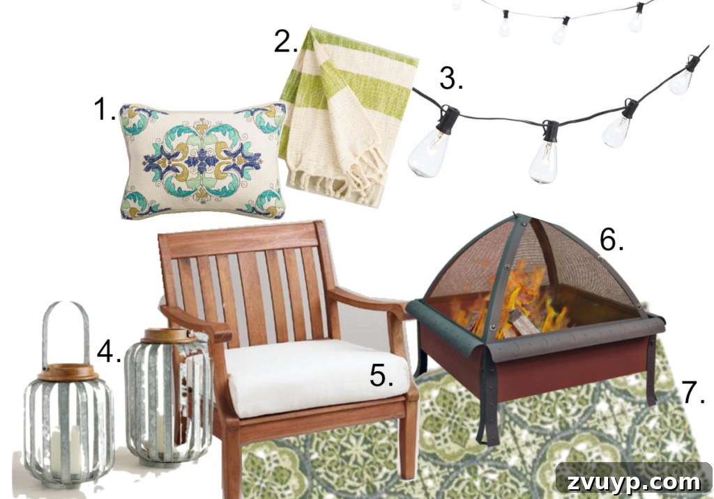 Transform Your Tiny Patio into an Outdoor Oasis 3 How to Decorate a Small Patio | blesserhouse.com - Utilize a small patio space with chairs at each corner and a fire pit in the middle for function and entertainment. Add outdoor string lights for a cozy ambience.