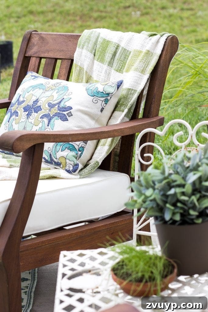 Transform Your Tiny Patio into an Outdoor Oasis 6 How to Decorate a Small Patio | blesserhouse.com - Utilize a small patio space with chairs at each corner and a fire pit in the middle for function and entertainment. Add outdoor string lights for a cozy ambience.