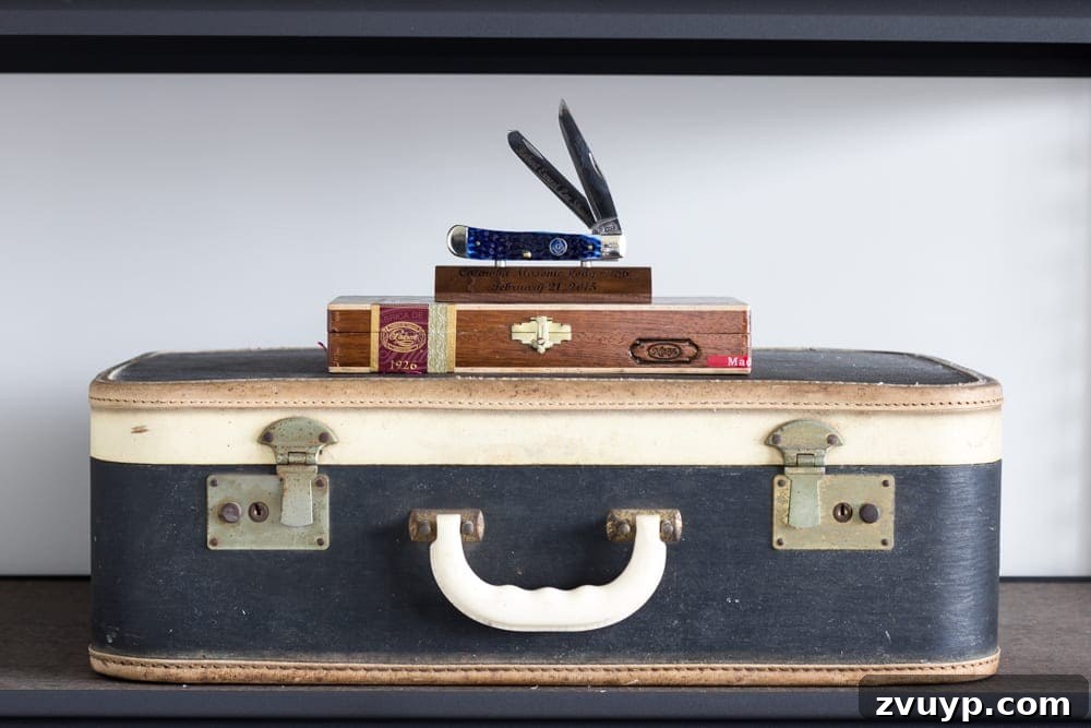 Strategic Industrial-Military Hub Unveiled 10 Grandmother's Vintage Suitcase for Photographs in Industrial Office