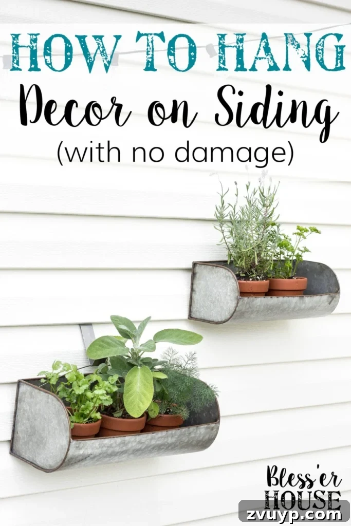 Mastering Siding Decor 9 How to Hang Decor on Siding With No Damage | blesserhouse.com - Good tip for making outdoor siding look not so naked!