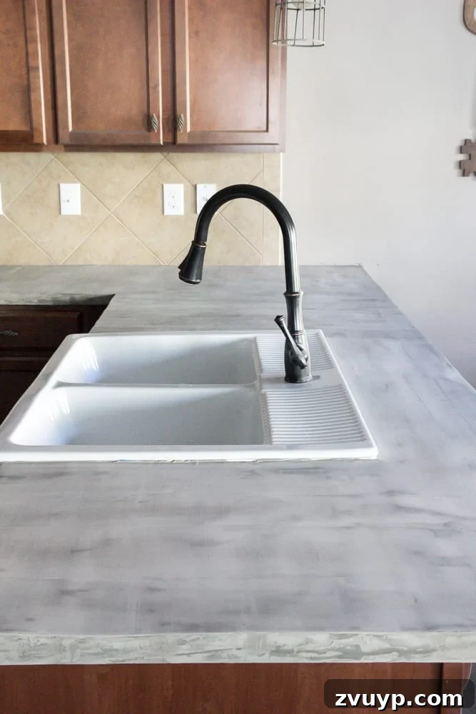 DIY Feather Finish Concrete Countertops and How to Avoid a Huge Mistake | blesserhouse.com - A thorough step-by-step tutorial with useful tips and advice on what not to do. 