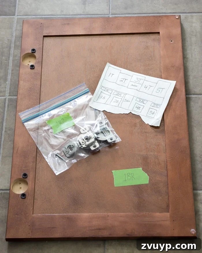 Flawless Cabinets: Paint Your Kitchen Like a Seasoned Pro 5 Sketch of kitchen cabinet layout for labeling during painting. Organized approach to DIY cabinet painting for easy reassembly.