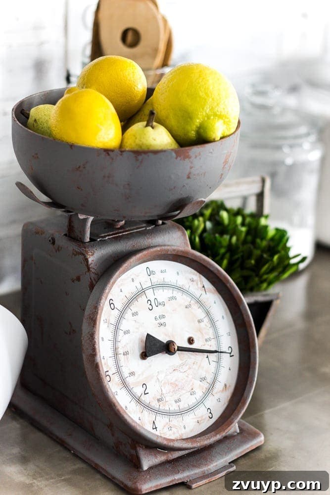 Rustic Revival: Faux Rust Vintage Scale 12 Faux Rusted Vintage Scale Makeover: The finished scale placed in a kitchen setting.