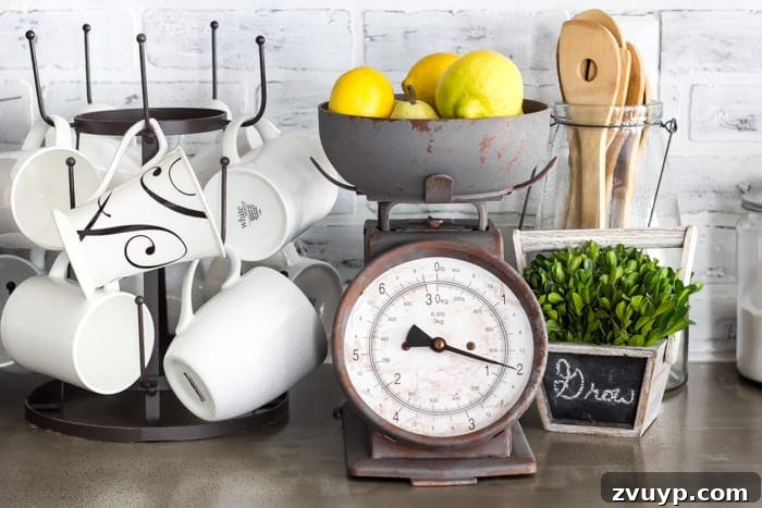 Rustic Revival: Faux Rust Vintage Scale 14 Faux Rusted Vintage Scale Makeover: Final view of the transformed kitchen scale, showcasing the faux rust finish.