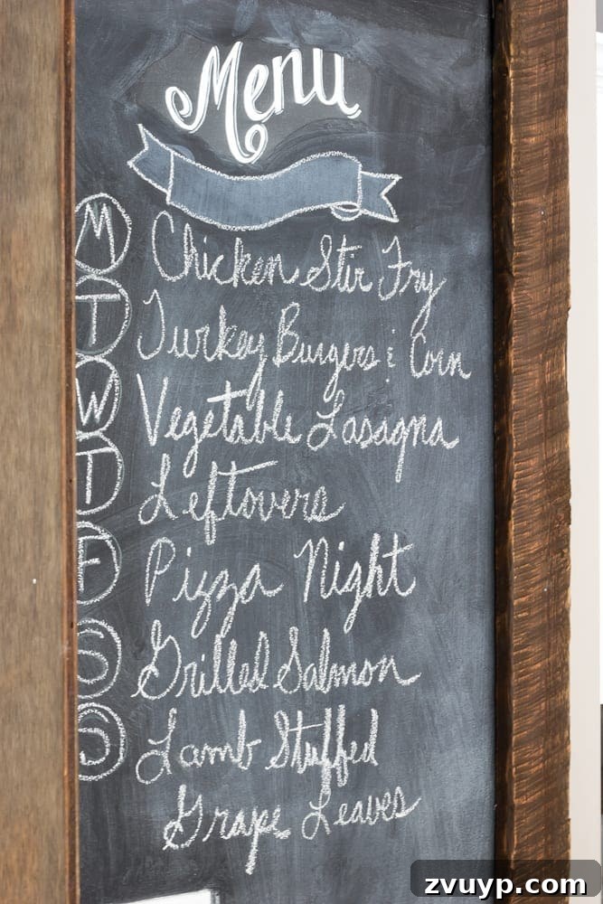 Our Stunning Modern Farmhouse Kitchen Transformation 20 The functional chalkboard, featuring meal plans and space for notes or children's drawings, an essential tool for family organization.
