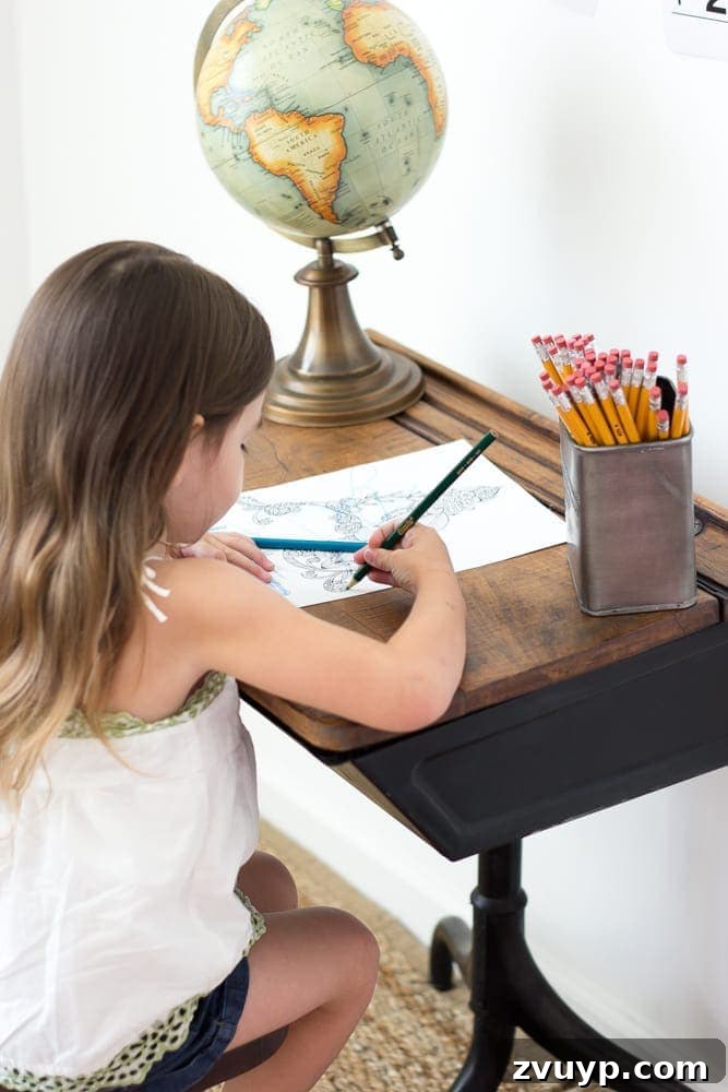 Schoolhouse Study Station: A Back to School Setup Guide 10 Back-To-School Style Guide, Antique Schoolhouse Desk Makeover & Simple DIY Homework Station | blesserhouse.com