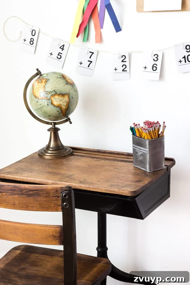 Schoolhouse Study Station: A Back to School Setup Guide 7 Back-To-School Style Guide, Antique Schoolhouse Desk Makeover & Simple DIY Homework Station | blesserhouse.com