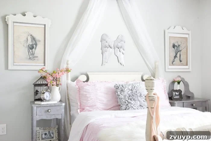 Mirror Frames Reborn as Photo Displays 14 Overview of the repurposed mirror frames and decorative elements in Olivia's room