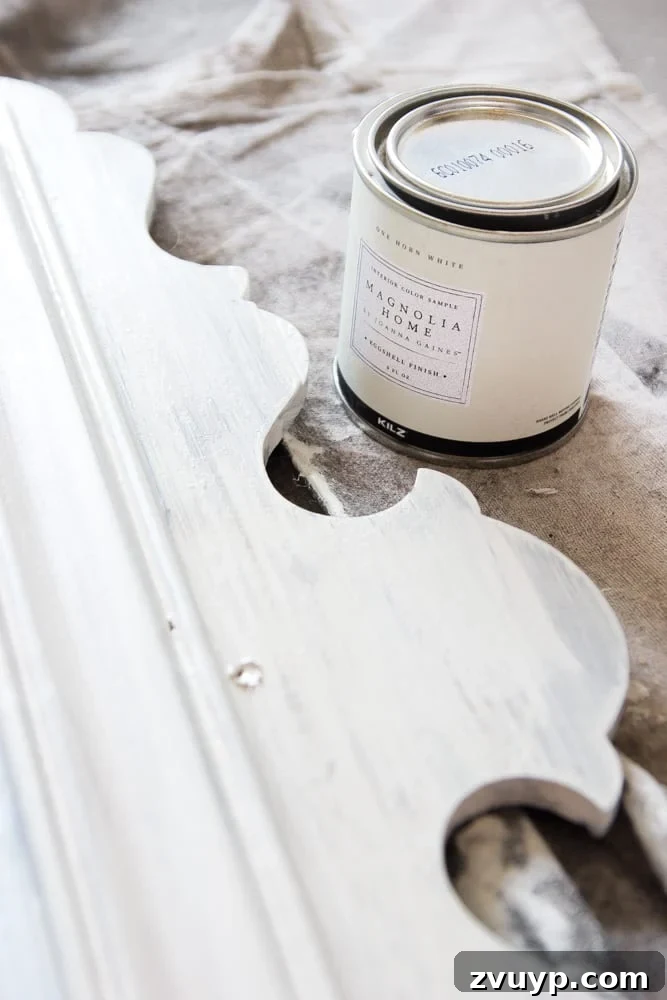 Mirror Frames Reborn as Photo Displays 6 Close-up of a freshly painted vintage frame with Magnolia Home Paint