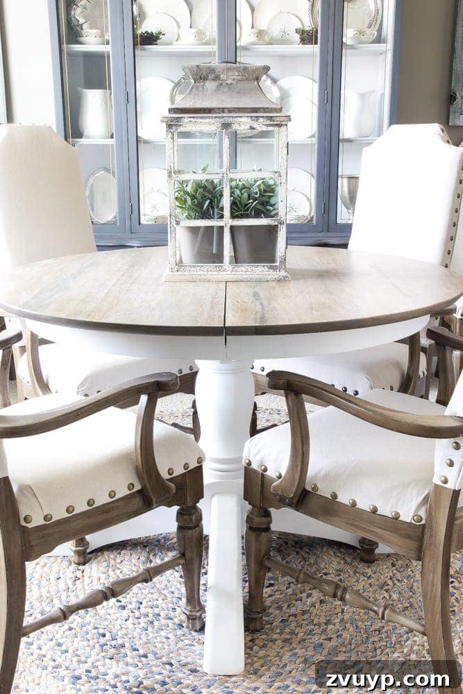 Weathered Oak's Elegant Rebirth 13 Full view of the stylish and budget-friendly DIY dining room