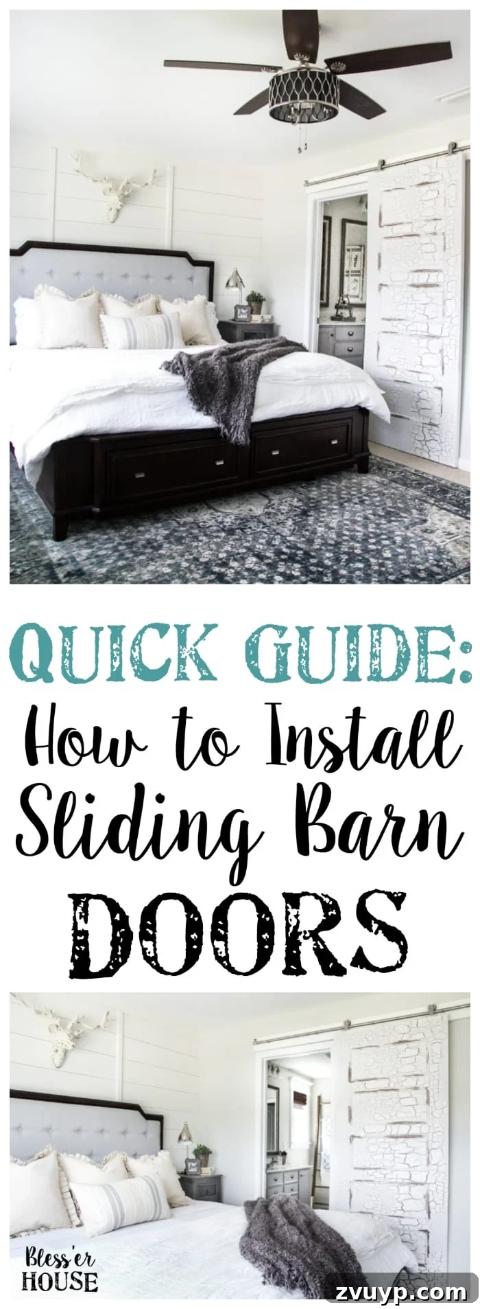 DIY Sliding Barn Door Installation Guide 17 Pin this guide: How to Install Sliding Barn Doors | blesserhouse.com - A quick tutorial to show how to install sliding barn doors in 5 easy steps using a door hardware kit from @NationalHardware.