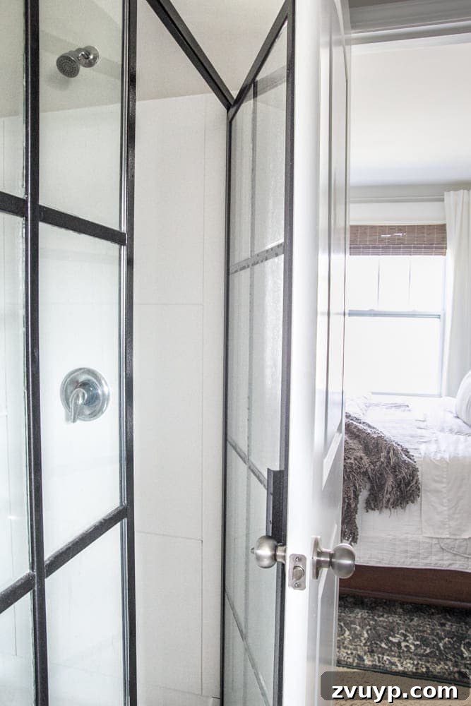 DIY Sliding Barn Door Installation Guide 4 Problem area: Bathroom door swinging into the shower, creating a traffic jam.