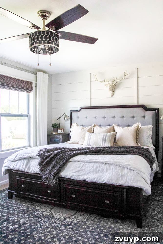 Unveiling Our Rustic Modern Sanctuary: Master Bedroom Decor & Shopping Guide 9 Stunning DIY planked board and batten accent wall in the rustic modern master bedroom