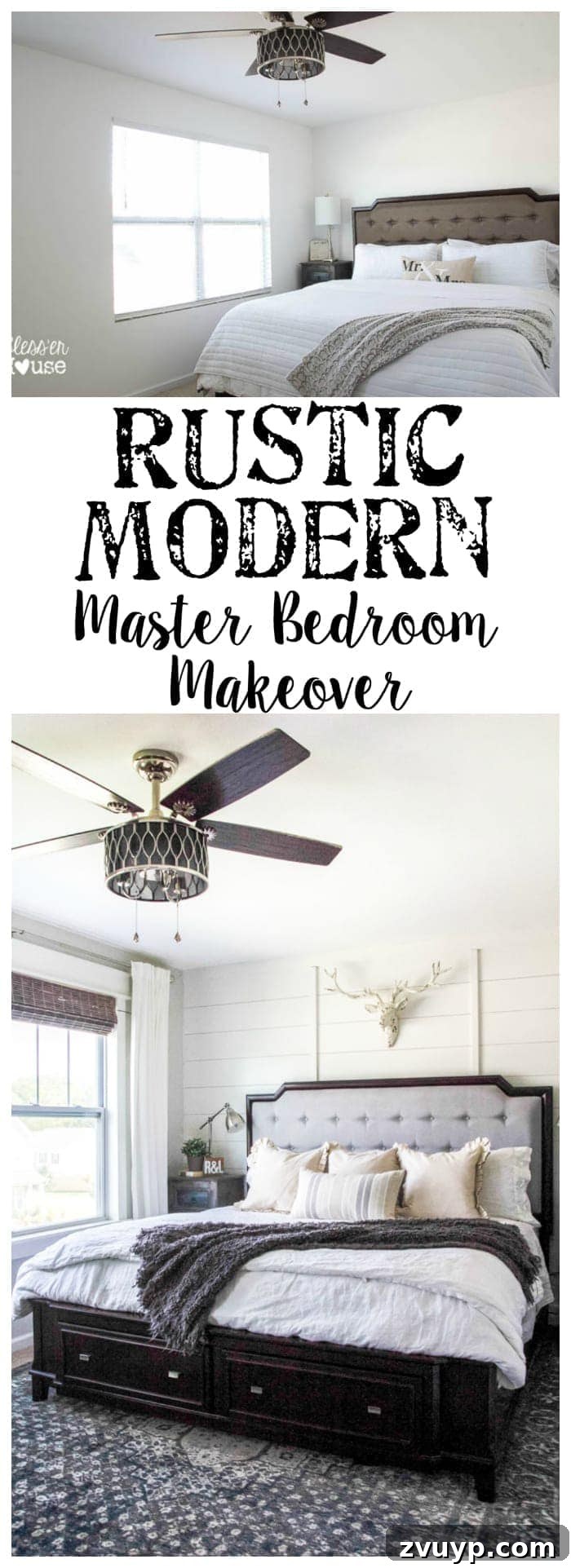 Unveiling Our Rustic Modern Sanctuary: Master Bedroom Decor & Shopping Guide 17 Pin this: Rustic Modern Master Bedroom Makeover Reveal with DIY tips and sources