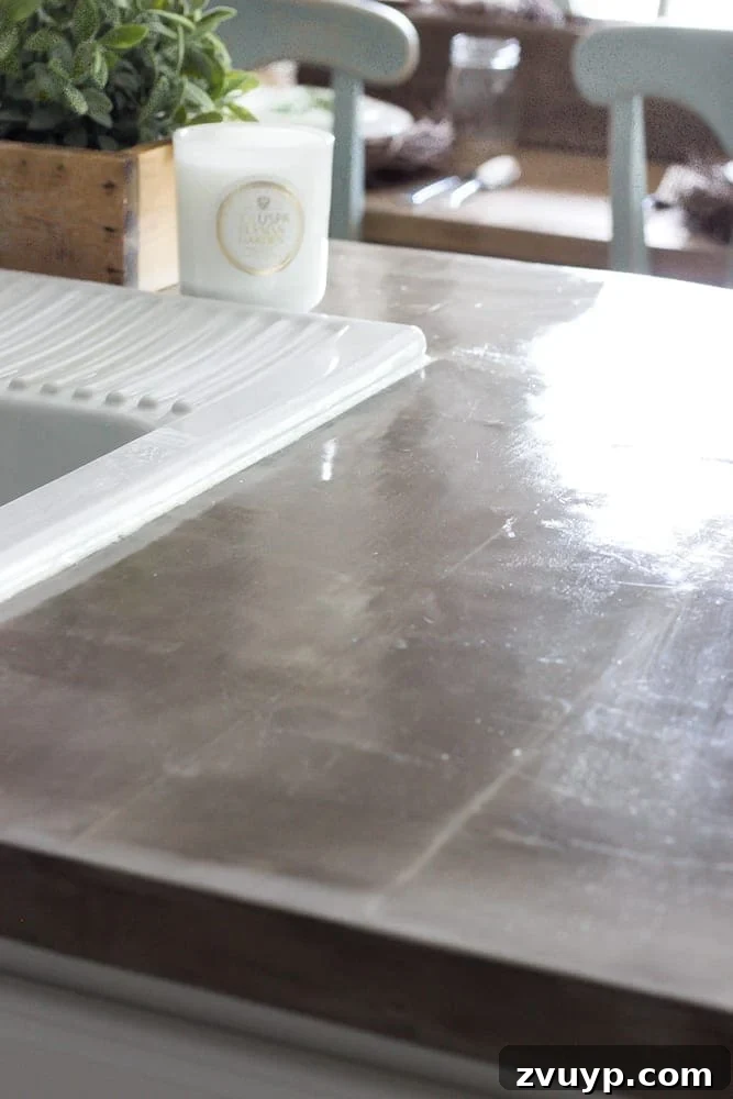 Scratches visible on concrete countertop surface