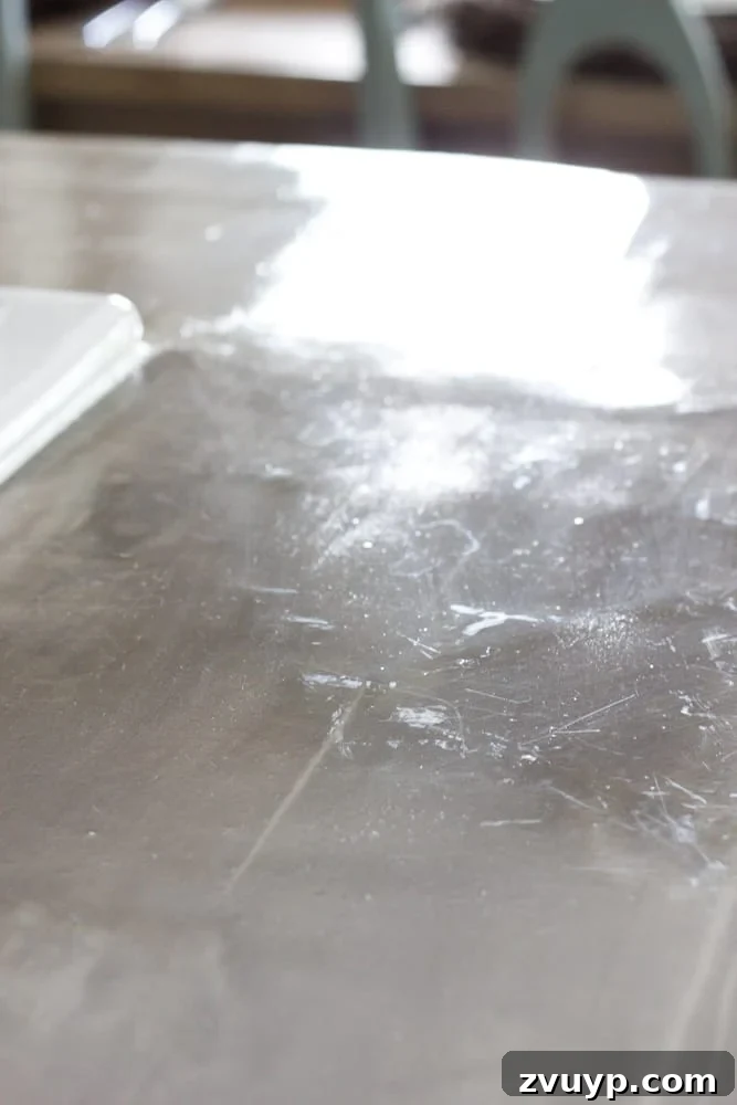 Close-up of concrete countertop after sealer application