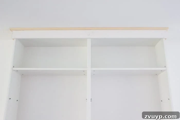 adding a header to look like Craftsman molding on bookcases