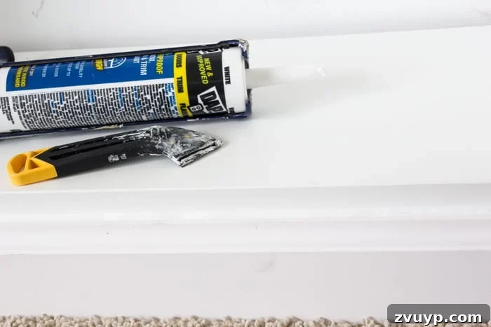 caulked line on IKEA bookcase built ins