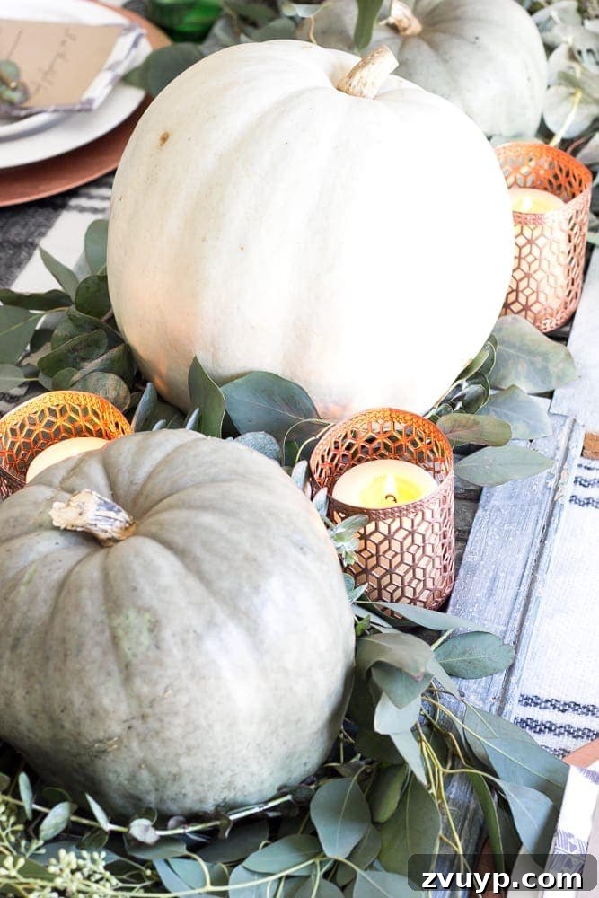 Green Copper Thanksgiving Table Inspiration and Printables 13 Detail shot of the cable knit plates and feather cloth napkins