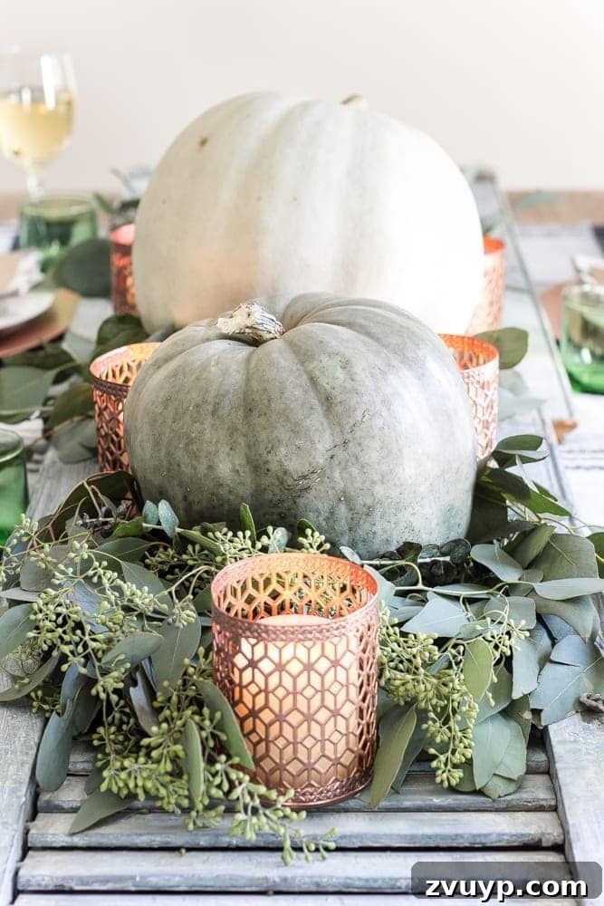 Green Copper Thanksgiving Table Inspiration and Printables 17 Final elegant Green and Copper Thanksgiving Tablescape on a budget