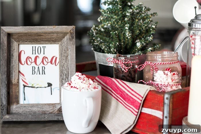 Charming Soda Crate Hot Cocoa Bar and Free Printable Sign 2 Cozy Hot Cocoa Bar Setup with Vintage Soda Crate for Holiday Gatherings