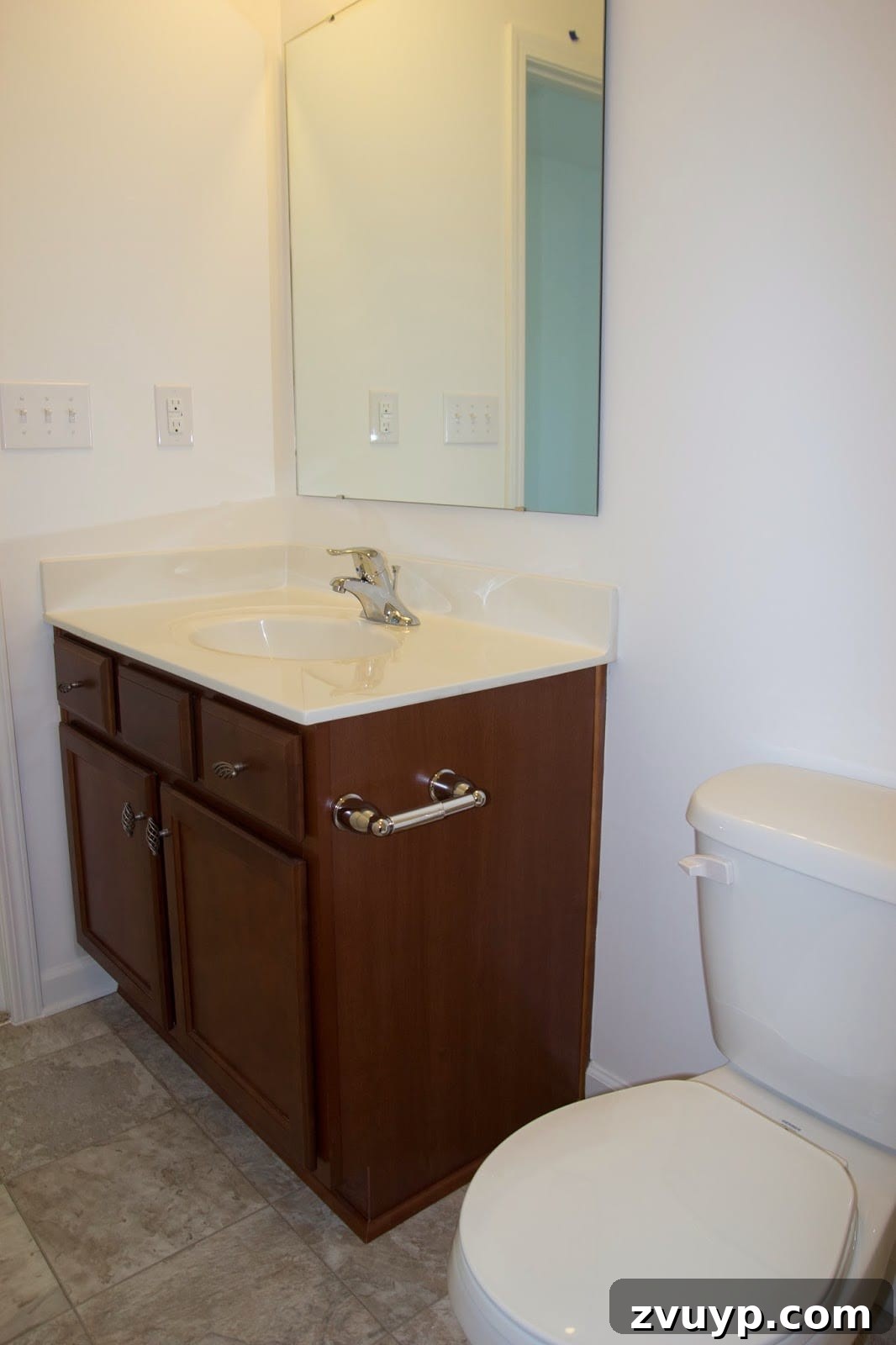 Three Years, One Home: The Transformation Tour 27 Olivia's bathroom before makeover: a different angle showing the plain, uninspired space.
