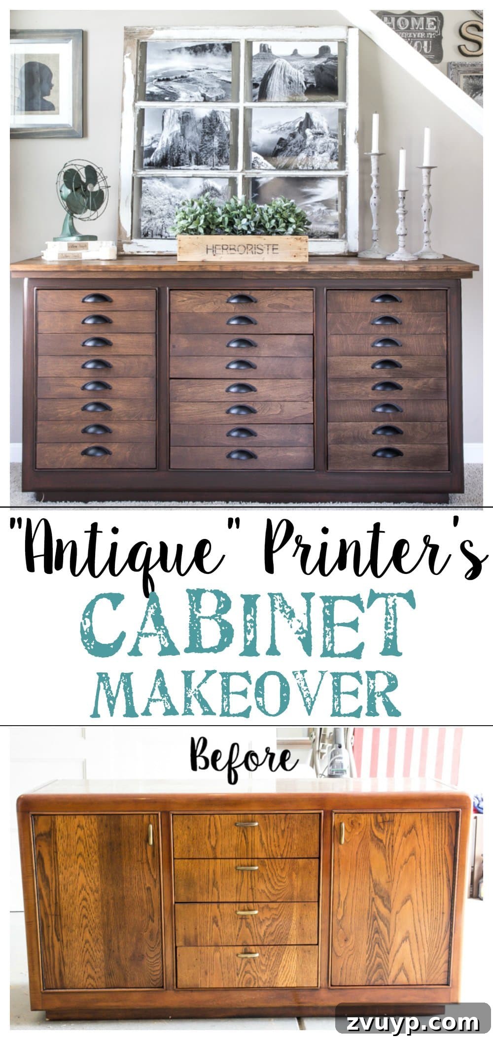 Our 20 Favorite DIY Projects from 2016 12 Antique Printer's Cabinet Makeover - Craigslist Buffet Transformation