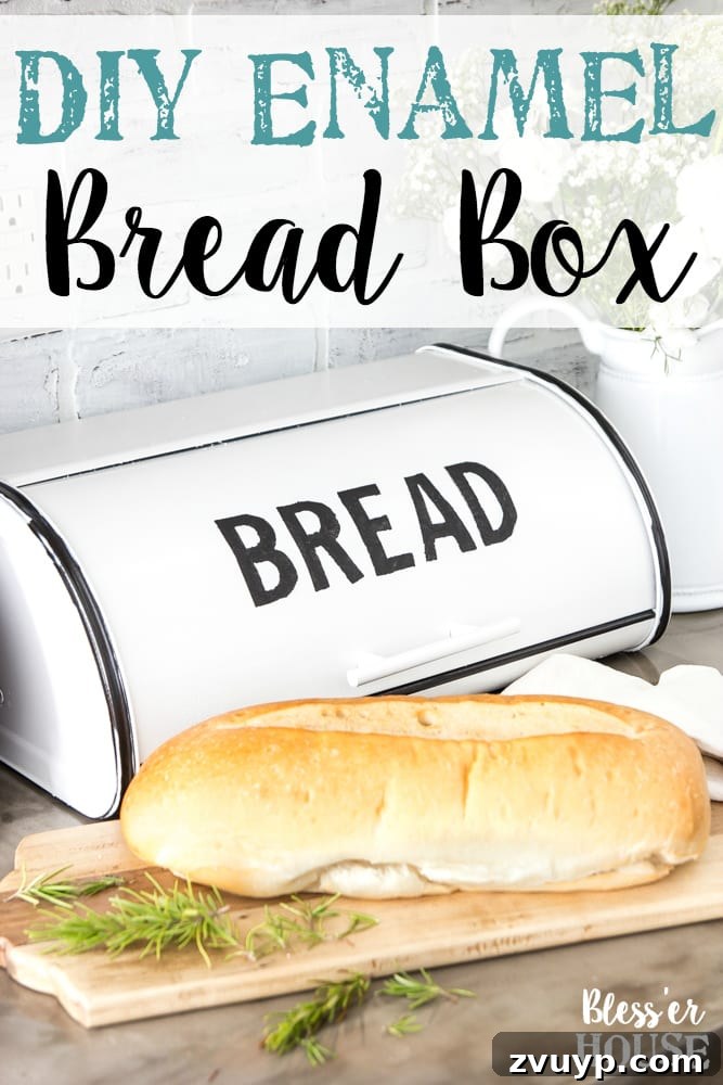 Our 20 Favorite DIY Projects from 2016 5 DIY Faux Enamel Bread Box Makeover - Thrifty Home Decor Project