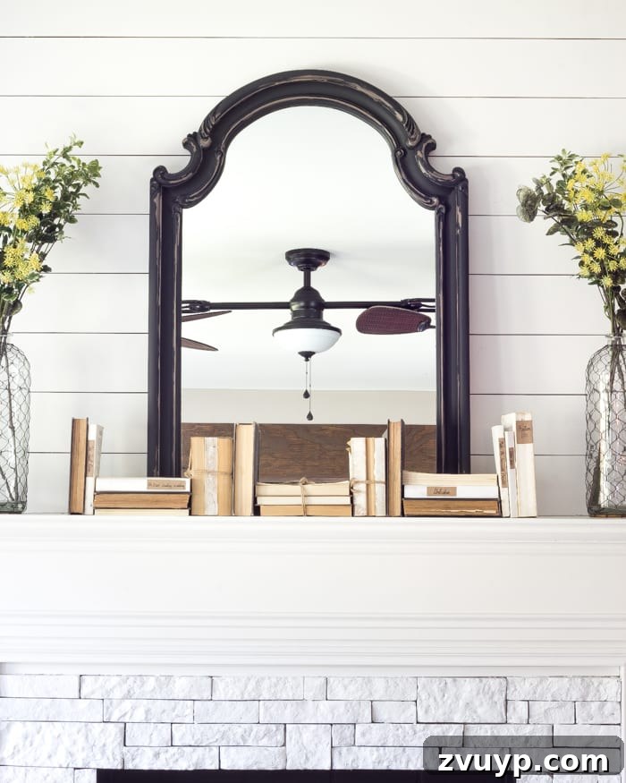Our 20 Favorite DIY Projects from 2016 9 Distressed Charcoal Scroll Mirror Makeover - Thrifty Home Decor DIY