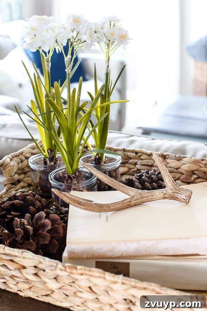 After-Christmas Winter Mantel and Living Room: A tour of an after-Christmas winter mantel and living room with thrifty ideas and creative budget decor to help bring warmth and life to your home.