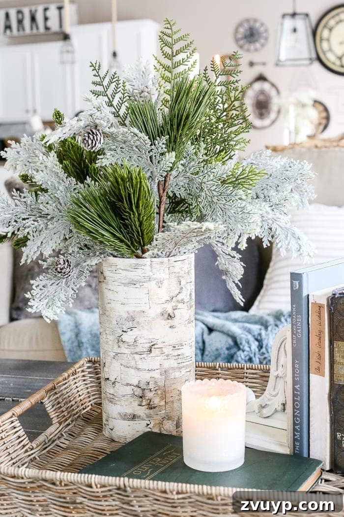 Crafting a Natural Birch Bark Vase 7 DIY Birch Bark Vase from an Oatmeal Can | blesserhouse.com - A quick tutorial for how to make a DIY birch bark vase for cheap using items from your pantry to create a cozy style for displaying faux florals.