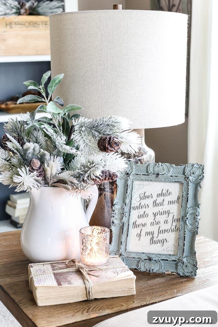 Elegant Silver White Winter Printable Art 3 Silver White Winter Printable | blesserhouse.com - A free downloadable printable perfect to frame in the winter for home decor featuring the song lyrics from The Sound of Music's