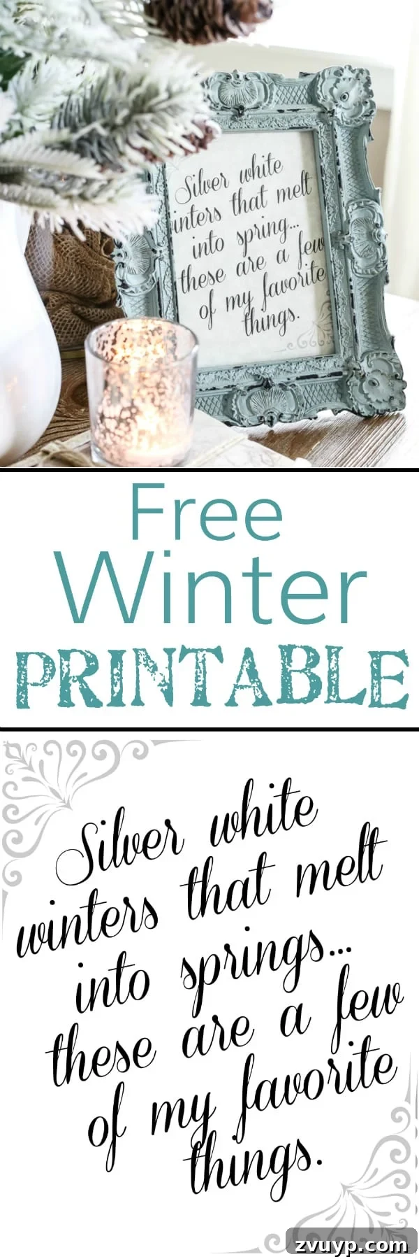 Elegant Silver White Winter Printable Art 5 winter printable