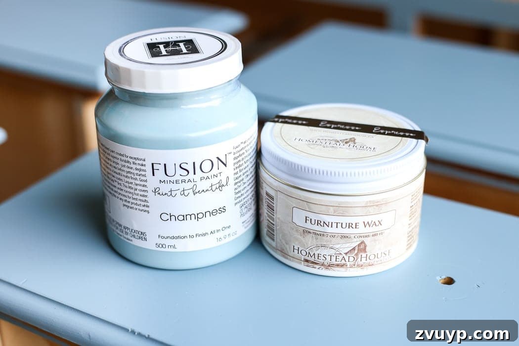 Azure Dream: My Dresser's French Blue Revival 7 French Blue Dresser Makeover | Applying Homestead House Espresso wax over Fusion Mineral Paint Champness to create an antique French finish.